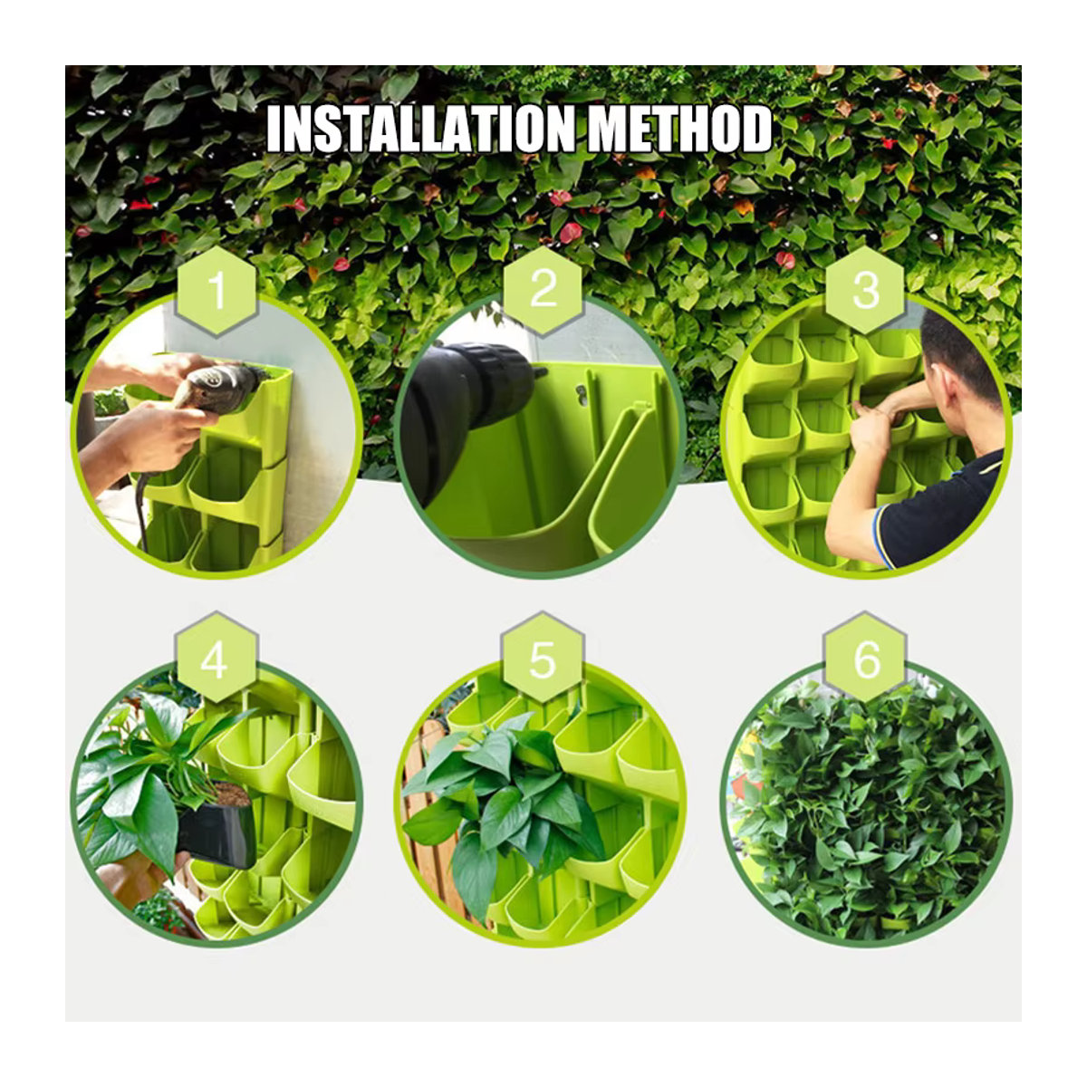 Multiyilego Selbstbewässernder Blumentopf stapelbar als vertikaler Übertopf für Wandbehang im Garten und auf dem Balkon - Bild 5