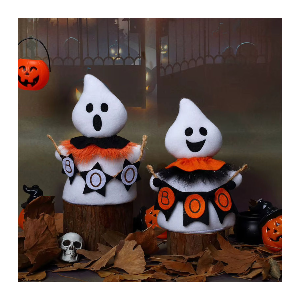 Multiyilego Weiße Geister Plüschpuppen aus Textil als Halloween Dekoration für dein Zuhause - Bild 3