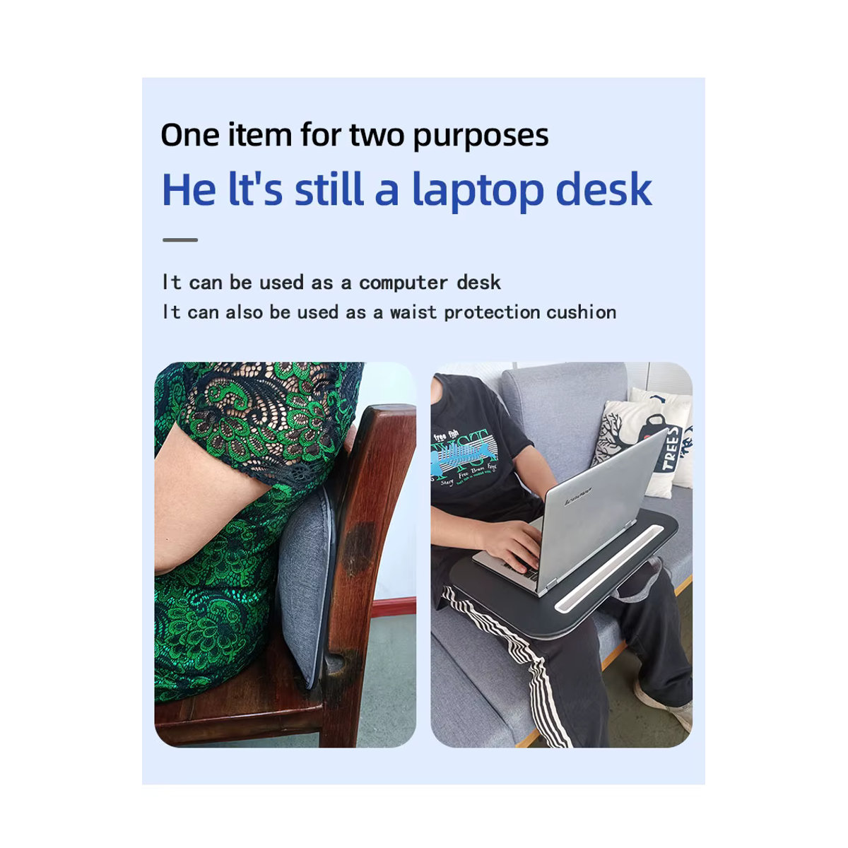 Mumucc Tragbarer Laptop-Schreibtisch mit Kissen in Schwarz und Orange - Bild 1