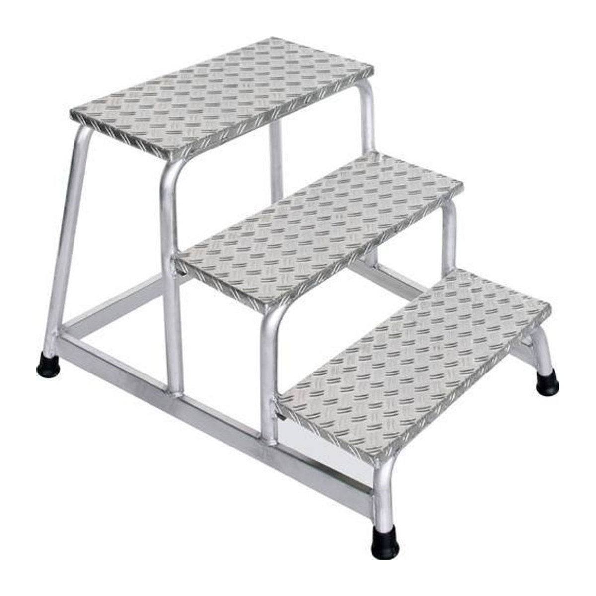 MUNK Arbeitspodest 3-stufig aus Aluminium in Silber mit rutschfesten Warzenblechstufen und Trittfläche B: 55 cm, T: 30 cm - Bild 1
