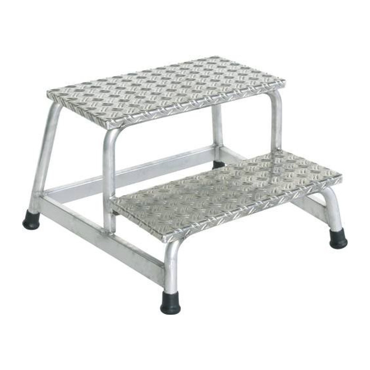 MUNK Arbeitspodest aus Aluminium mit 2 Stufen und rutschfesten Warzenblechstufen in Silber, Trittfläche B: 55 cm, T: 30 cm - Bild 1