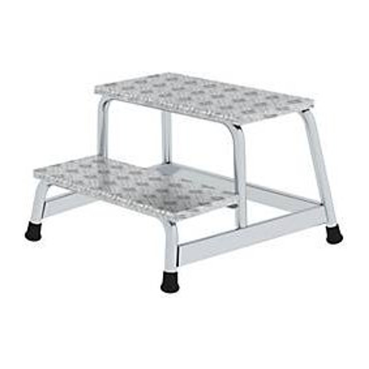 MUNK Arbeitspodest aus Aluminium mit 2 Stufen und rutschfesten Warzenblechstufen in Silber, Trittfläche B: 55 cm, T: 30 cm - Bild 2