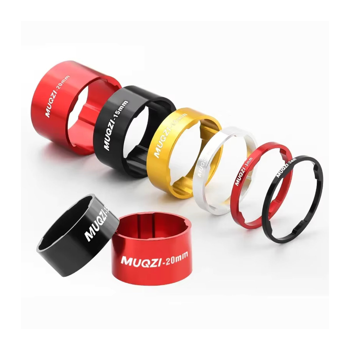 Muqzi Headset Shim Set zur Höhenverstellung für 28,6mm Fahrradgabel, Bunt, 3/9 Stück - Bild 4