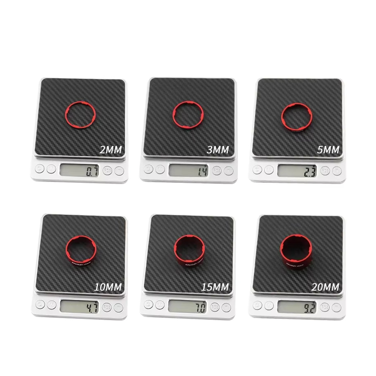 Muqzi Headset Shim Set zur Höhenverstellung für 28,6mm Fahrradgabel, Bunt, 3/9 Stück - Bild 5