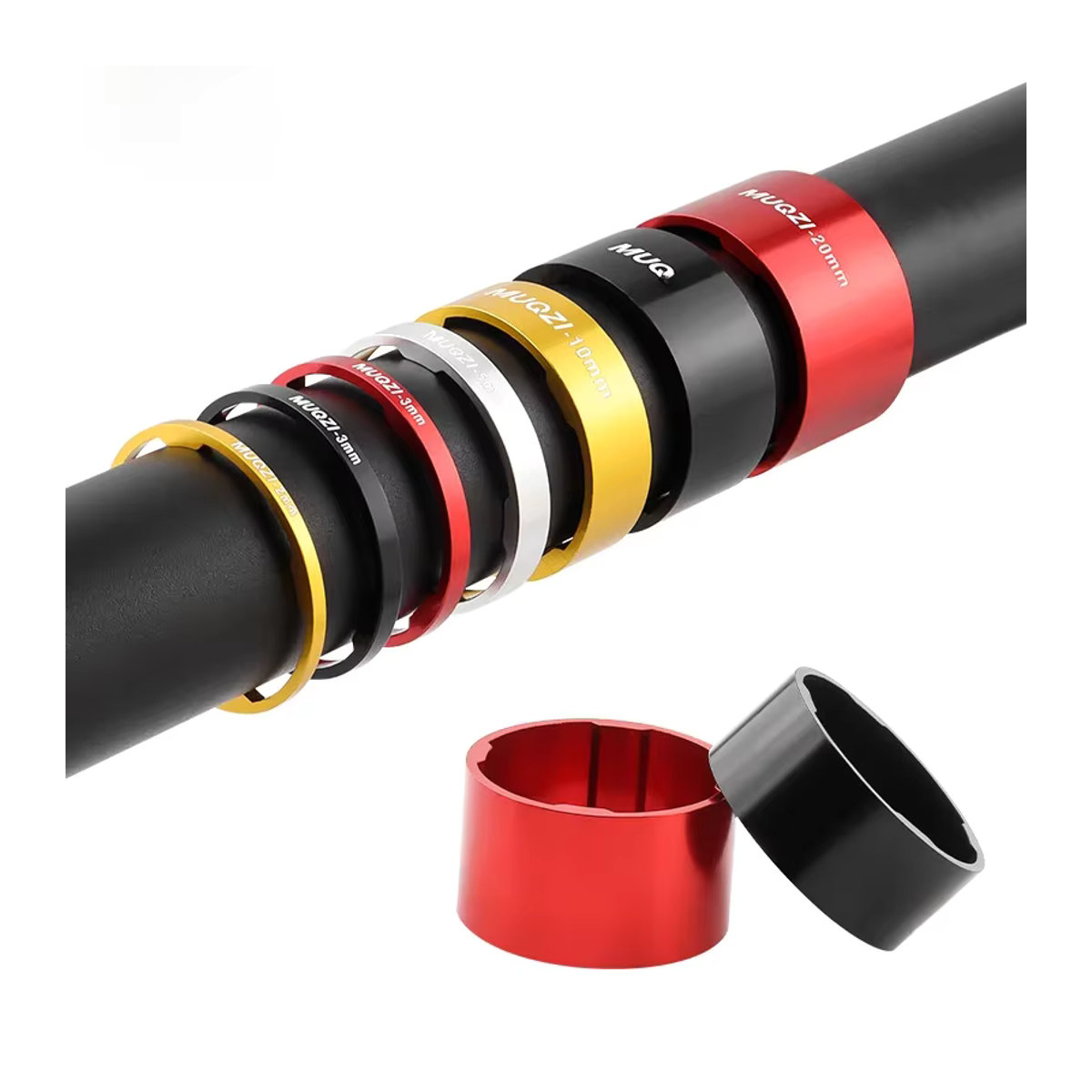 Muqzi Headset Shim Set zur Höhenverstellung für 28,6mm Fahrradgabel, Bunt, 3/9 Stück - Bild 6