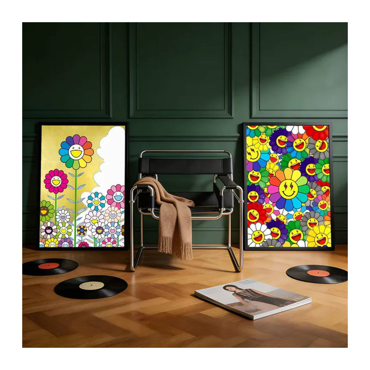 Murakami Takashi Kunst-Sonnenblume Wandaufkleber Mehrfarbig Modernes Floral Design als selbstklebender HD-Druck auf Papier für deine Heimdekoration - Bild 2