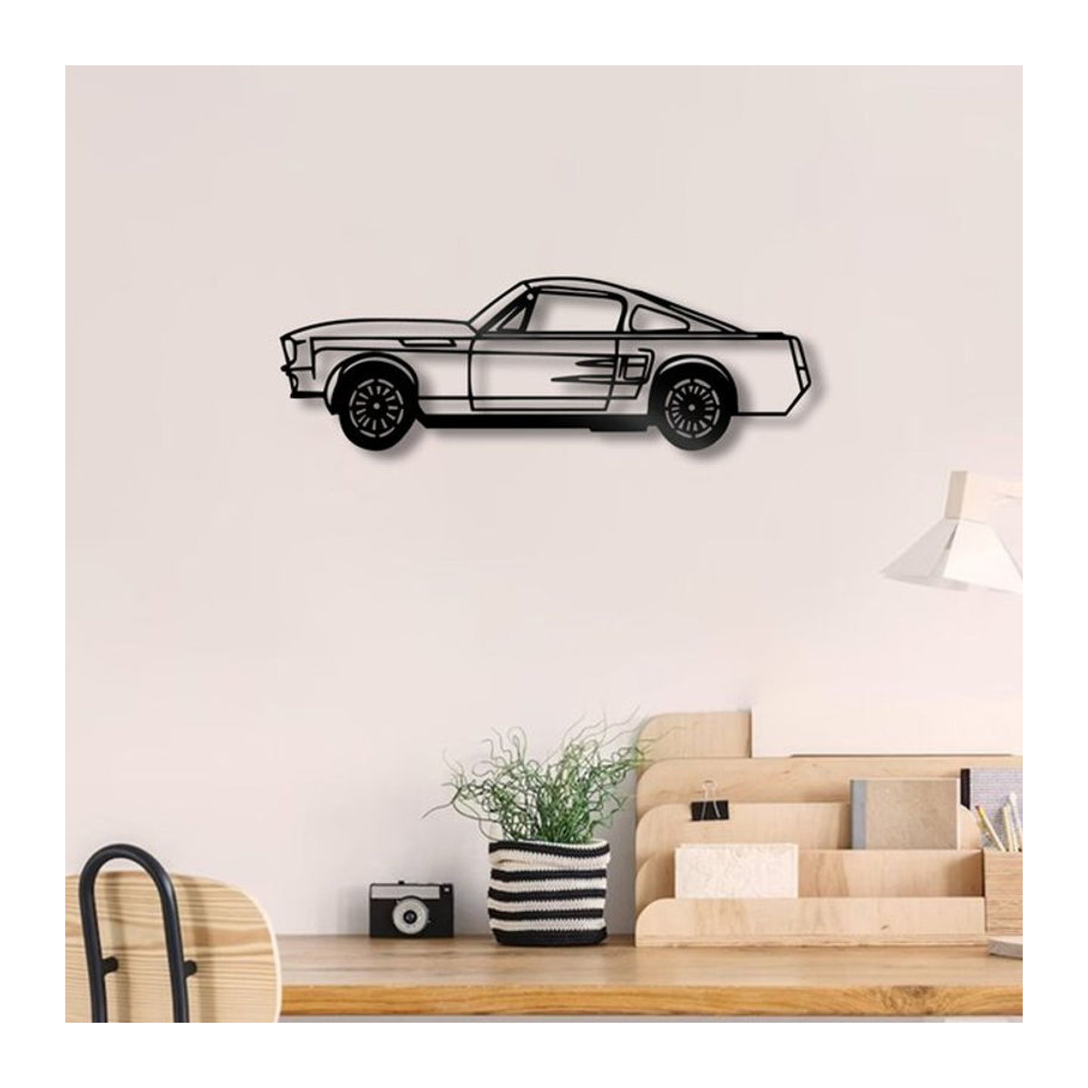 Muscle Sports Cars Metall-Wandkunst Silhouette in Schwarz als minimalistische Dekoration zum Aufhängen - Bild 1