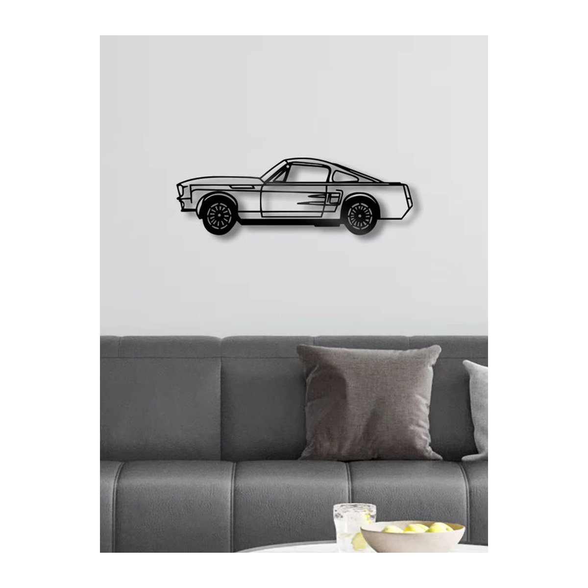 Muscle Sports Cars Metall-Wandkunst Silhouette in Schwarz als minimalistische Dekoration zum Aufhängen - Bild 4
