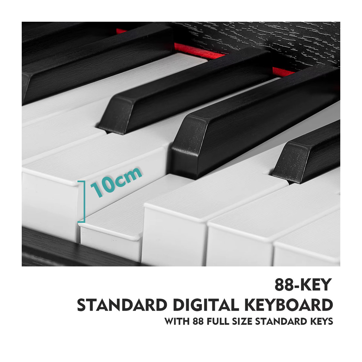 MUSTAR Digitalpiano 88 Tasten mit halbgewichteter Tastatur und 3 Pedalen, E-Piano Set in Schwarz Holzoptik - Bild 4