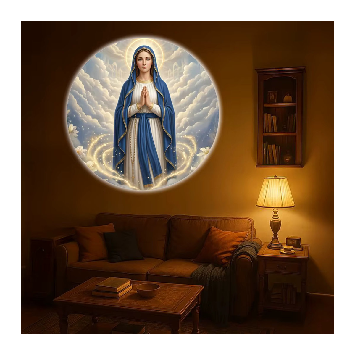 Musterprojektorlampe mit Jungfrau-Maria-Motiv in Schwarz mit sechs wählbaren Mustern - Bild 3