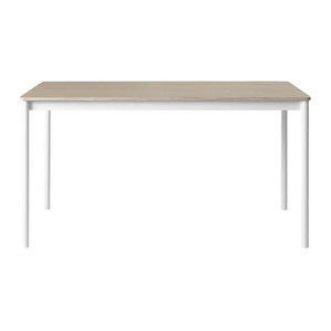 Muuto Base Tisch Rechteckig in Beige und Schwarz/Weiß aus Holzwerkstoff und Aluminium im skandinavischen Design