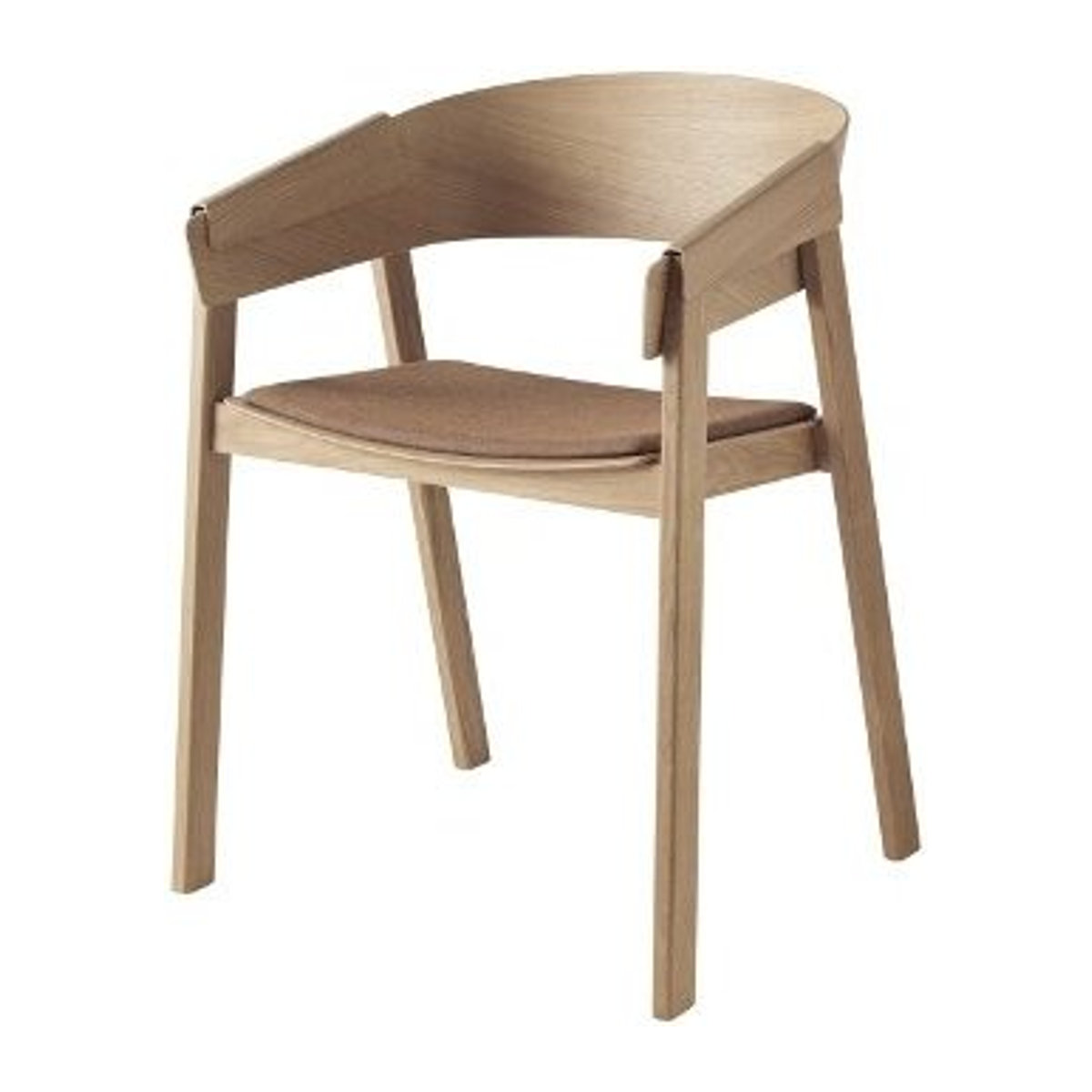 Muuto Cover Polsterstuhl aus Stoff in Braun Natur mit Holzgestell im skandinavischen Design - Bild 1