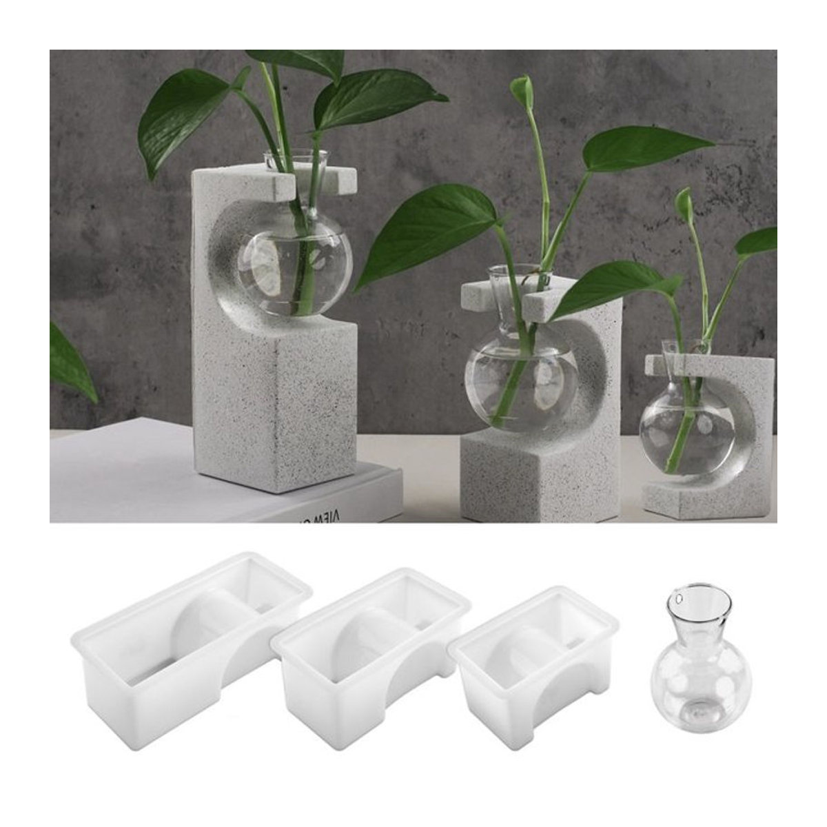 Muuto DIY Hydrokultur Vase Form für Gips Beton und Harz in Weiß quadratisch - Bild 1