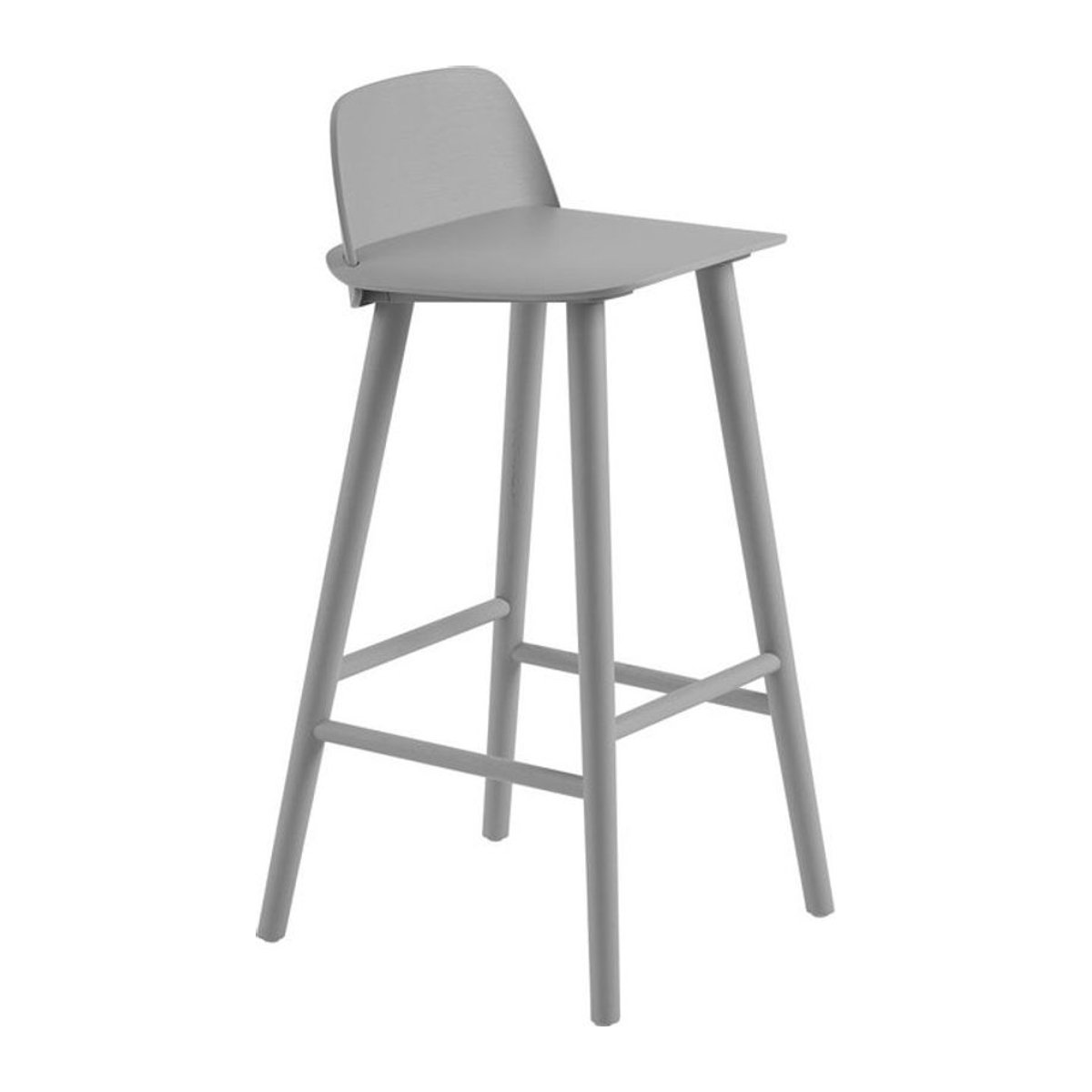 Muuto Nerd Barhocker in Grau aus Massivholz und Holzwerkstoff im skandinavischen Design - Bild 1