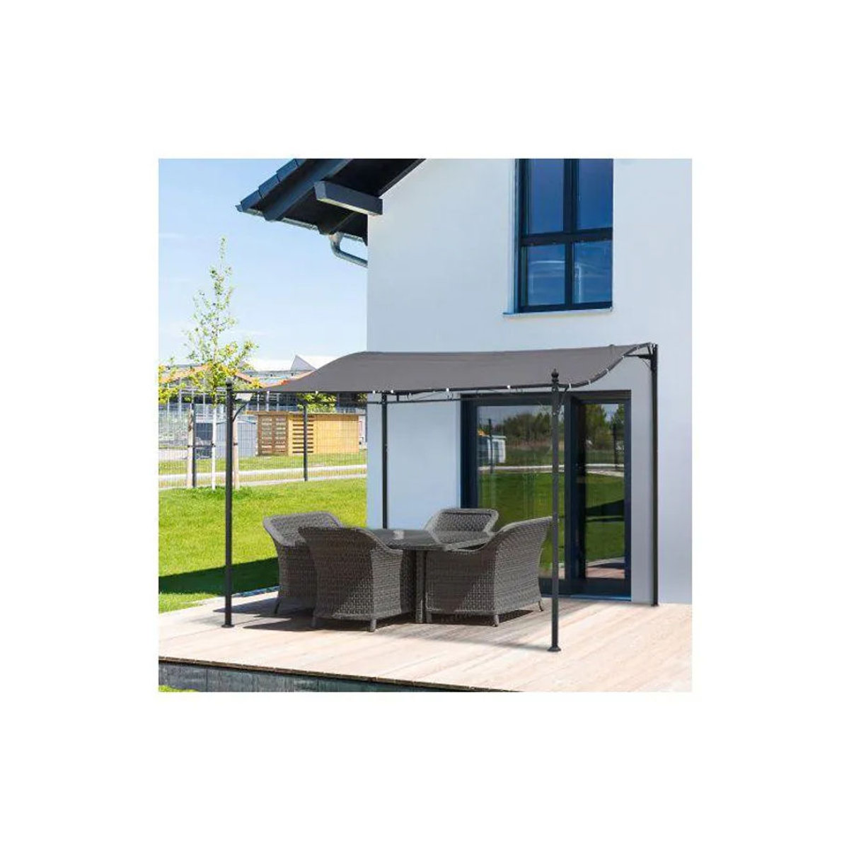 MUVOE Gartenpavillon Pergola in Grau Metall mit Sonnenschutz und Regenschutz B/T: 297 x 297 cm - Bild 2