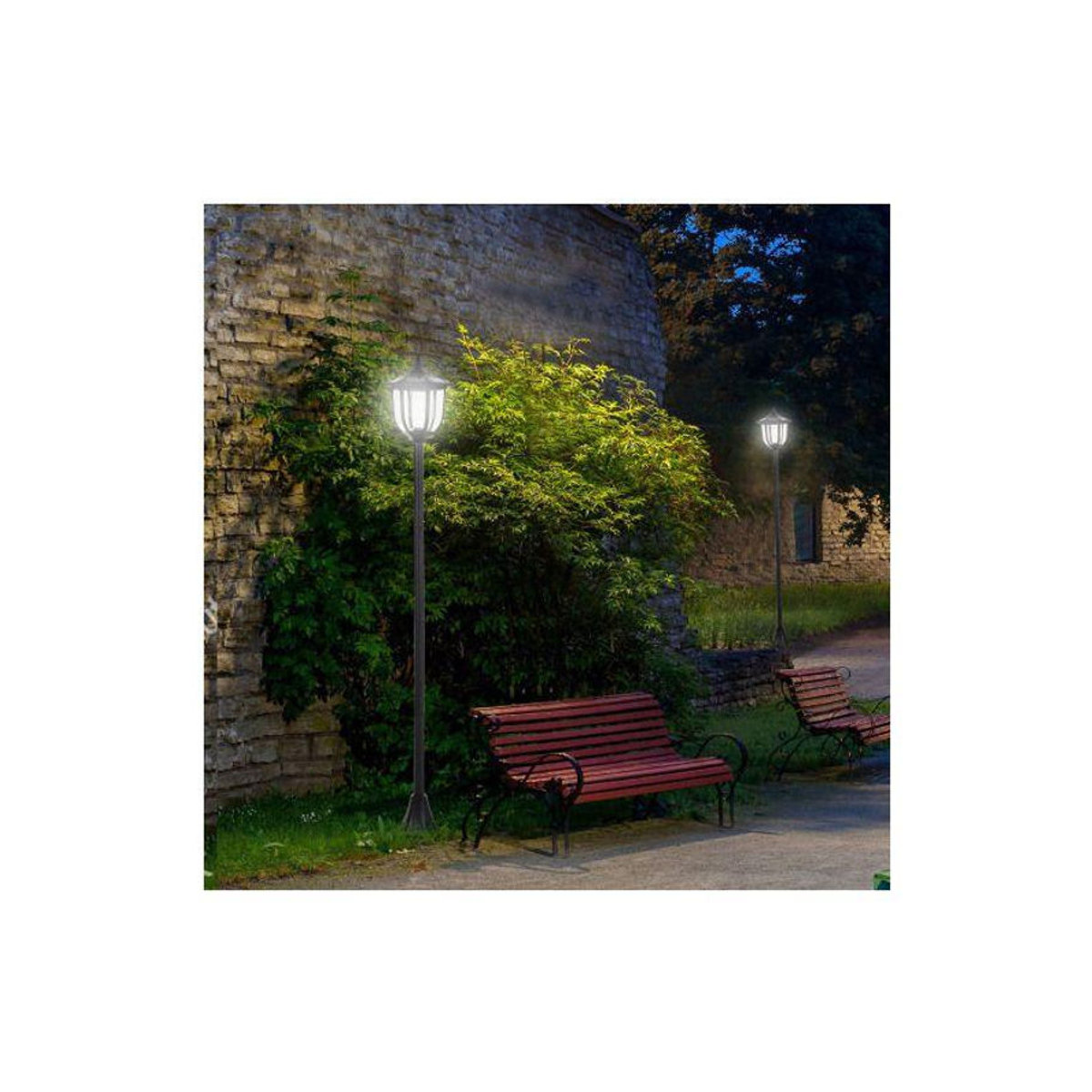 MUVOE Solarleuchte LED Gartenlampe Schwarz Kunststoff Ø 26,5 cm x H 177 cm - Bild 2