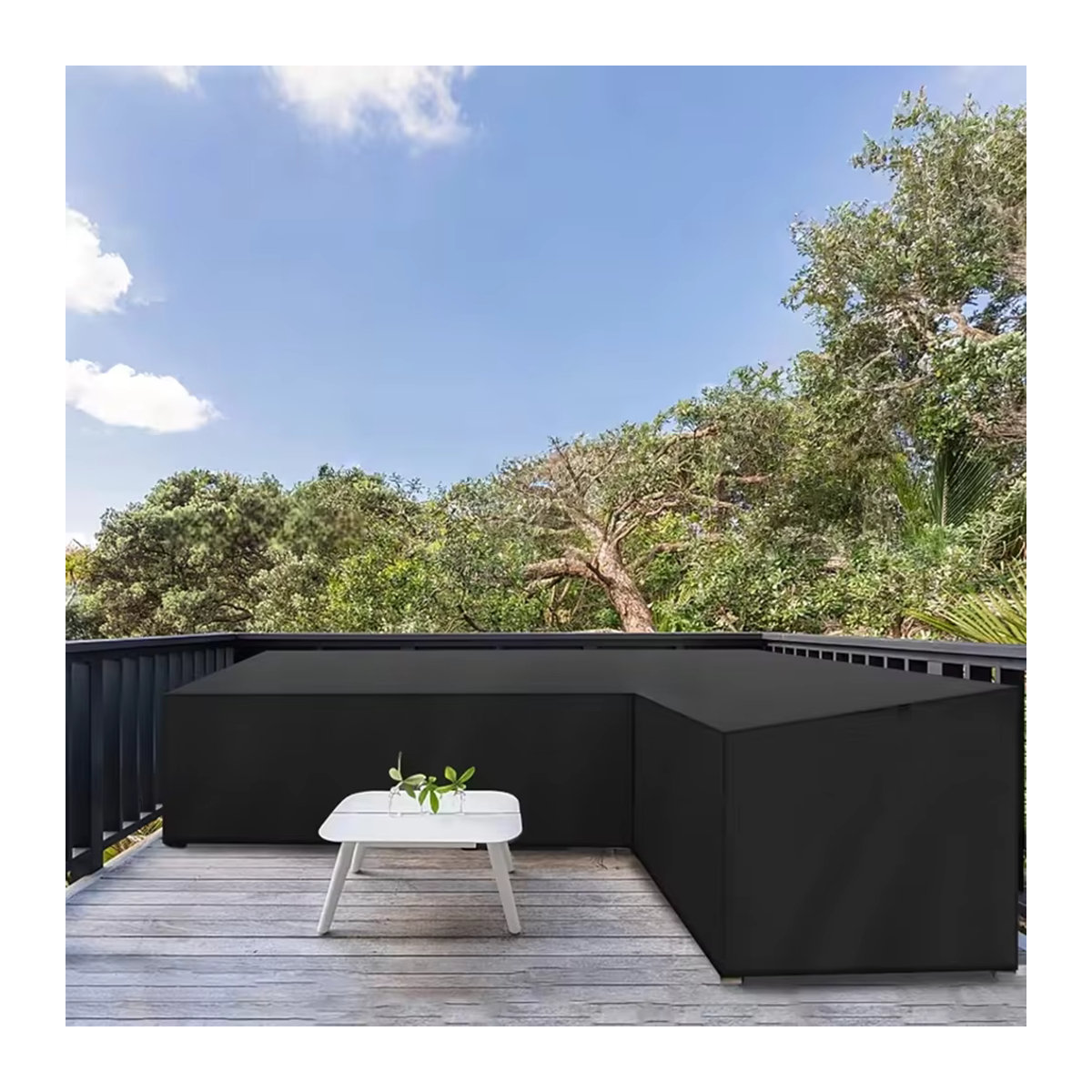 MY·BAKERMAN L-förmige Outdoor-Sofaabdeckung aus robustem 210D Oxford-Gewebe in Schwarz - Bild 3