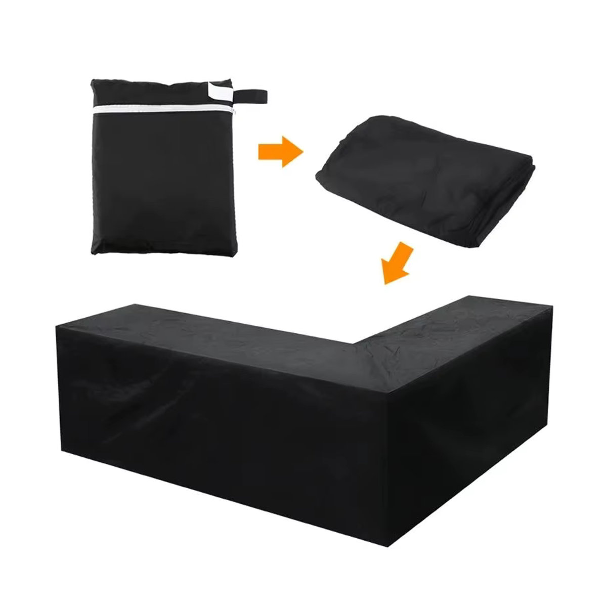 MY·BAKERMAN L-förmige Schutzhülle für Gartenmöbel und Rattan-Sofas in Schwarz - Bild 2
