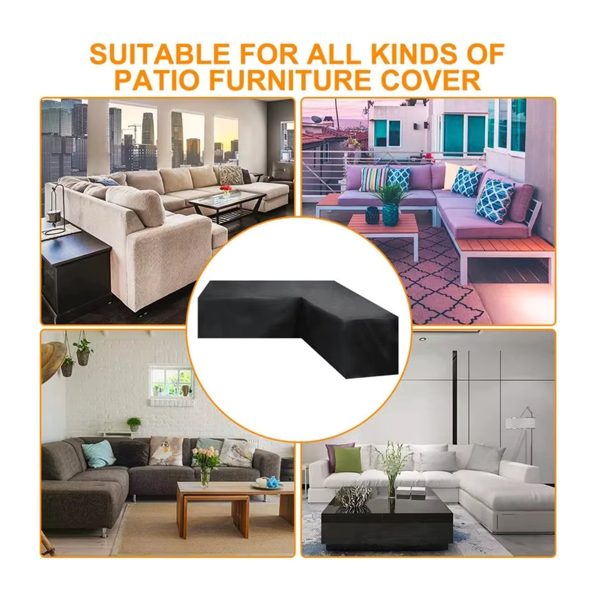 MY·BAKERMAN L-förmige Schutzhülle für Gartenmöbel und Rattan-Sofas in Schwarz - Bild 4