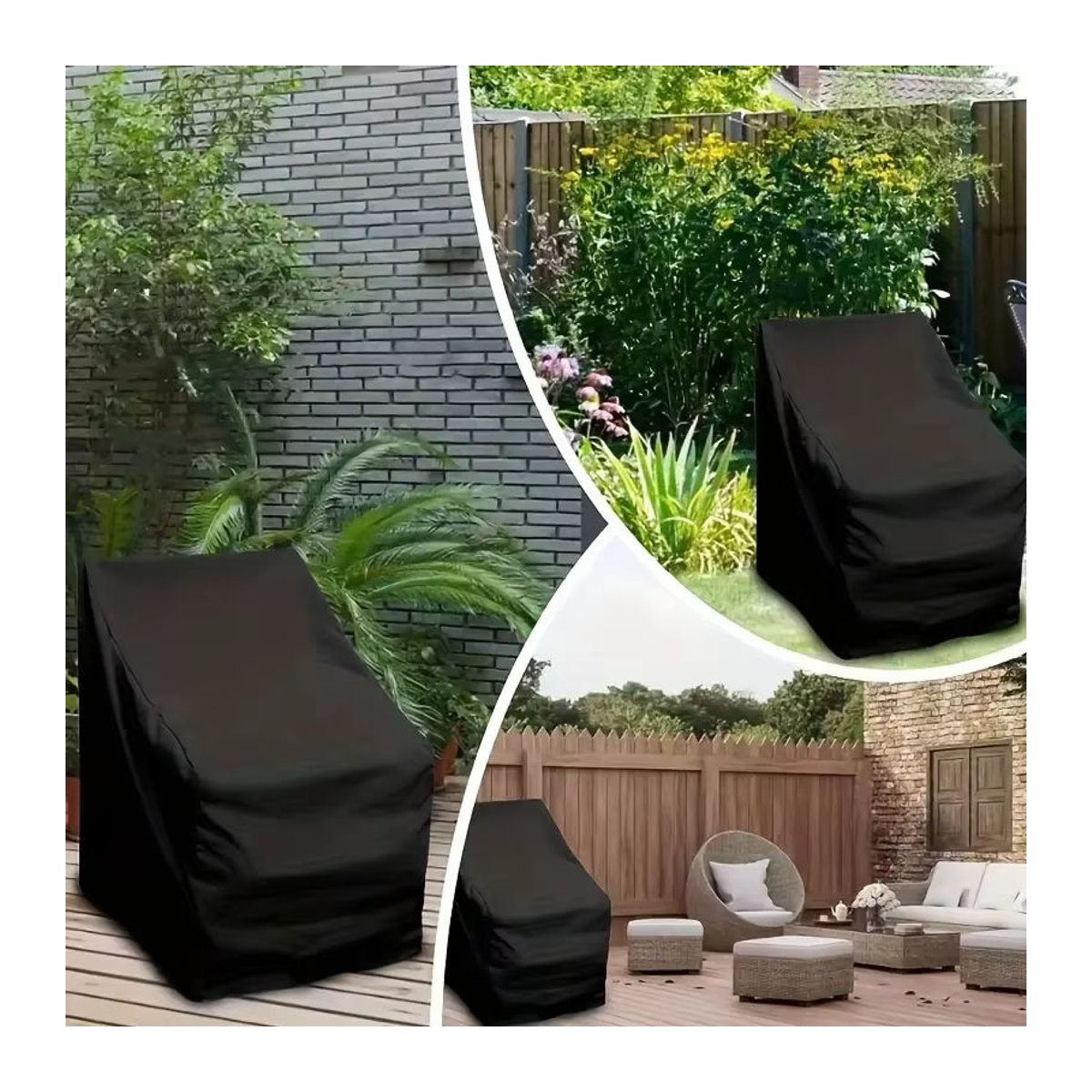 MY·BAKERMAN Wasserfeste Möbelschutzhülle für stapelbare Gartenstühle mit Aufbewahrungstasche, Schwarz - Bild 2