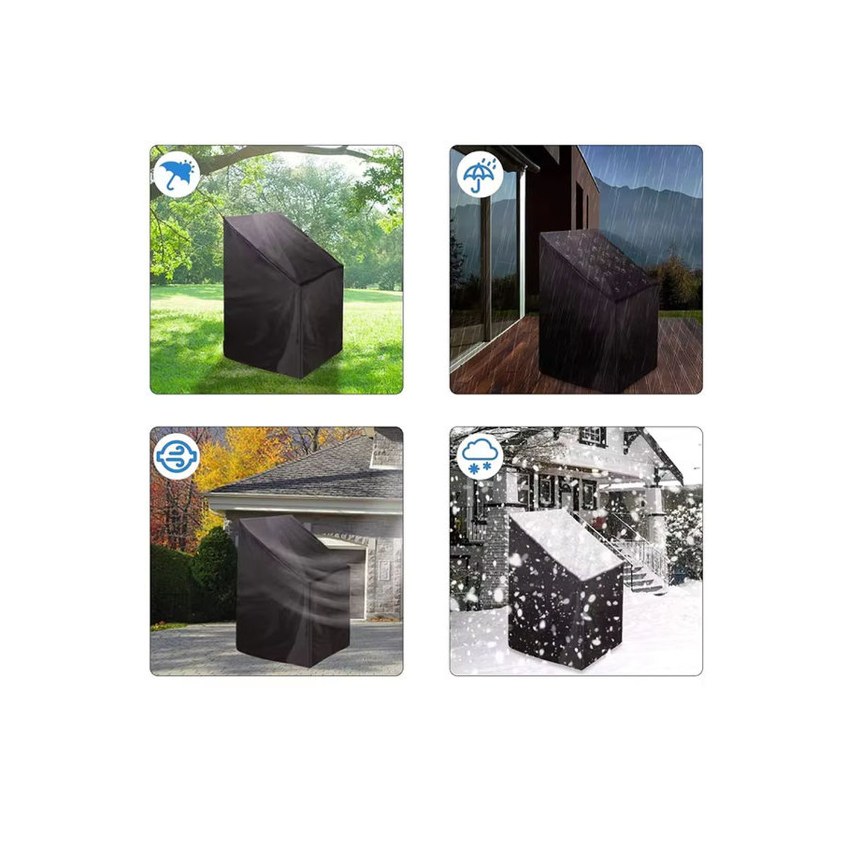 MY·BAKERMAN Wasserfeste Möbelschutzhülle für stapelbare Gartenstühle mit Aufbewahrungstasche, Schwarz - Bild 6