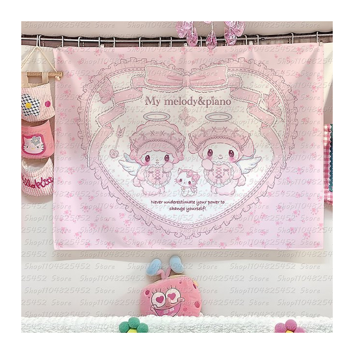 My Melody Klavier-Dessert-Shop Wandbehang für Mädchenzimmer in Rosa, B/H: 60 x 60 cm - Bild 1