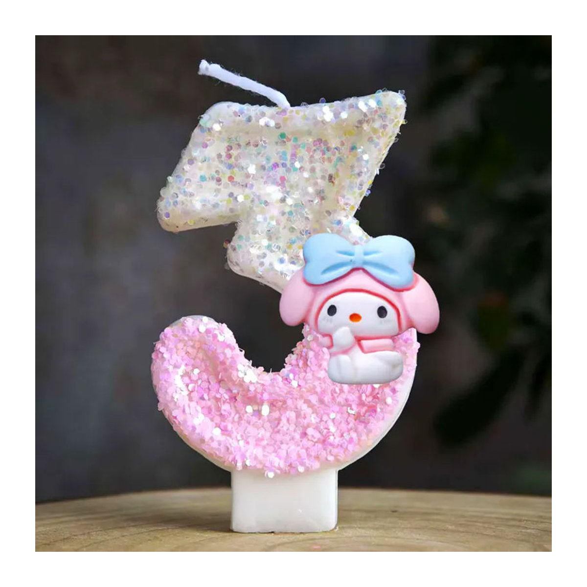 My Melody Zahlenkerzen für Geburtstage in Rosa aus Wachs als Tortendekoration - Bild 2