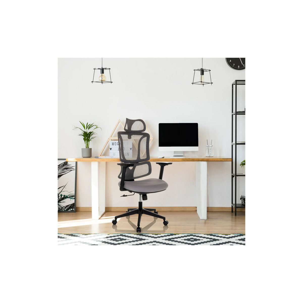 MyBuero Bürostuhl ERGOMY Schreibtischstuhl mit Stoffsitz und Netzrücken in Grau - Bild 3