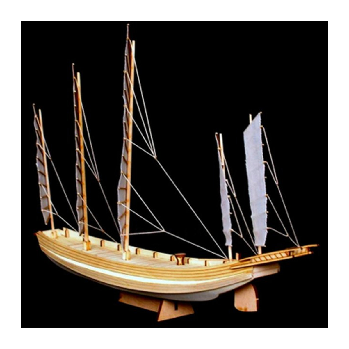 MYPANDA DIY Holzmodell Bausatz Chinesisches Sandboot Vintage in Beige - Bild 1