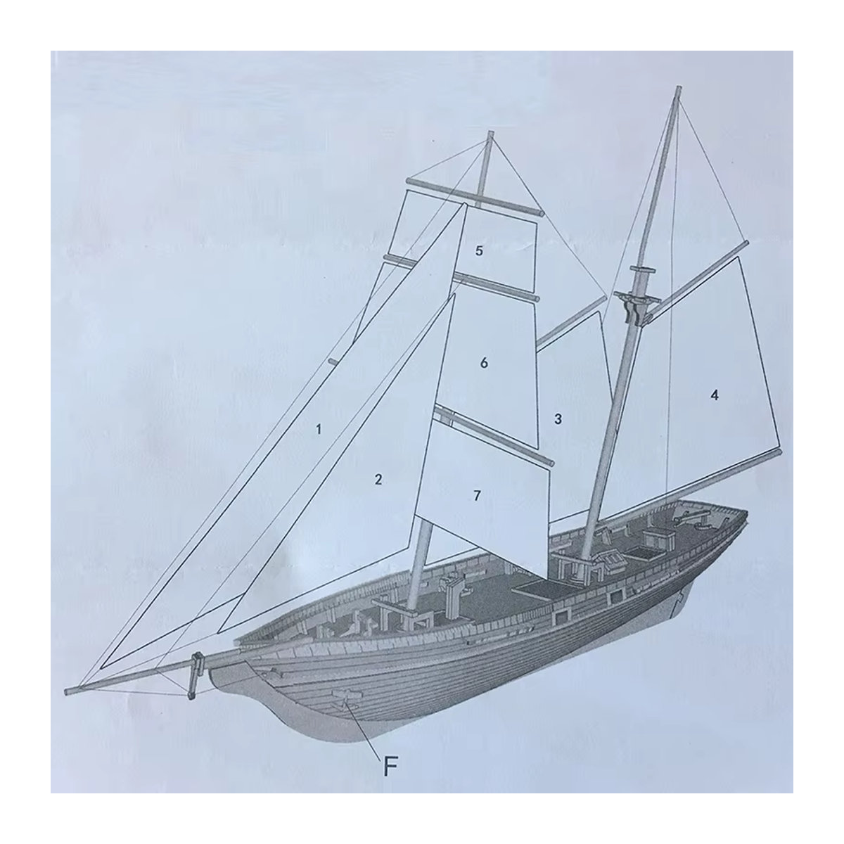 MYPANDA Holz Segelboot Modell DIY Kit in Braun im Maßstab 1:70 - Bild 3