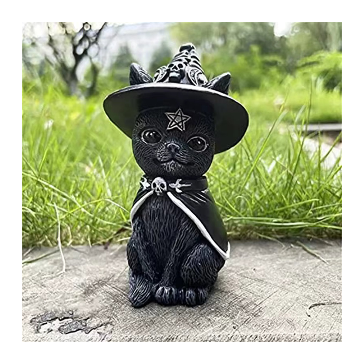 Mysteriöse schwarze Katze Statue aus Kunstharz als Halloween Dekoration für deinen Tisch - Bild 3