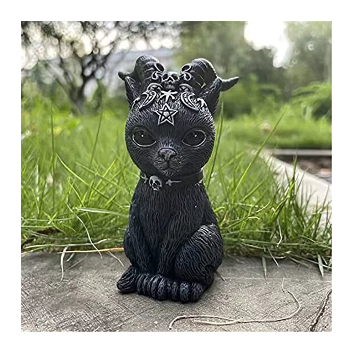 Mysteriöse schwarze Katze Statue aus Kunstharz als Halloween Dekoration für deinen Tisch - Bild 5