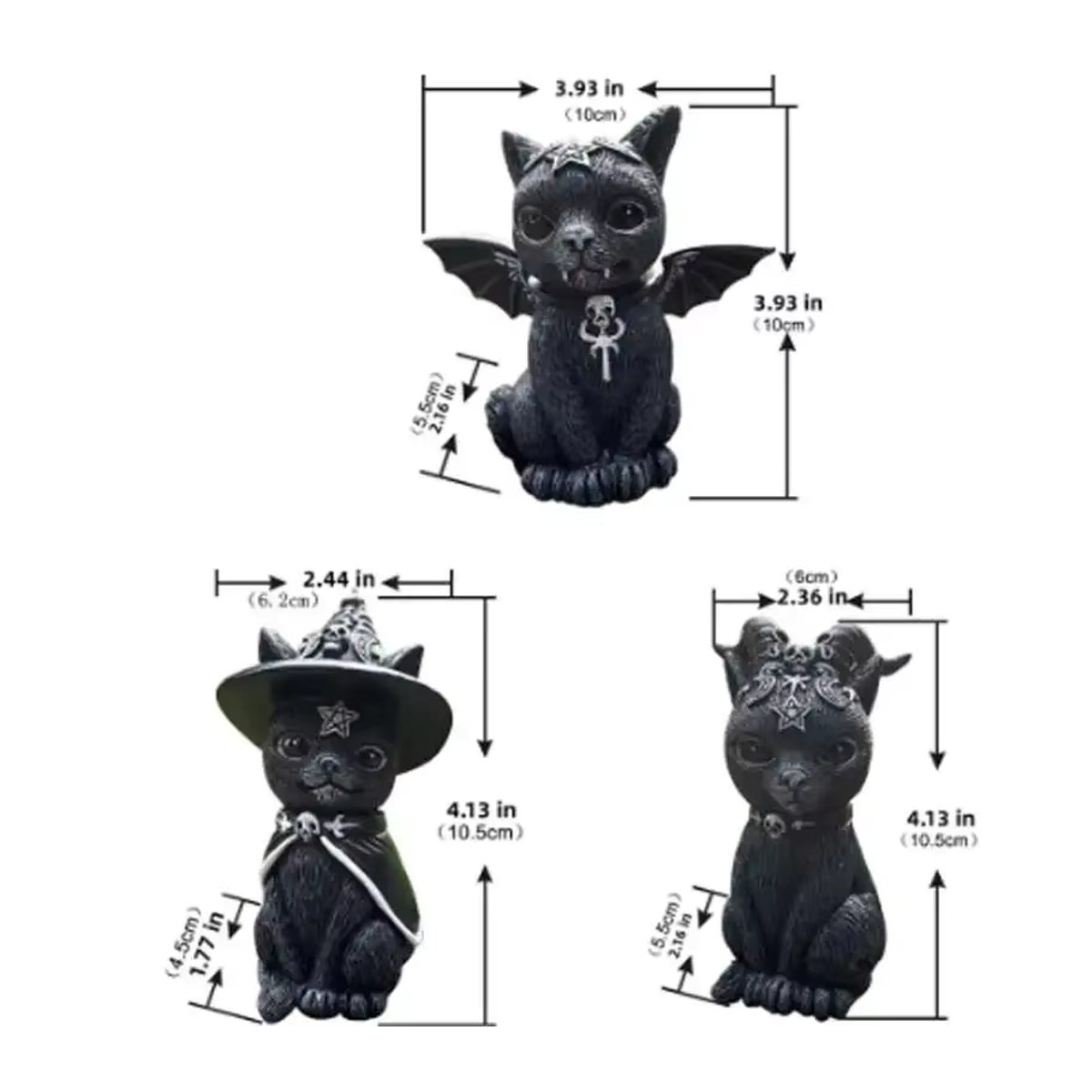 Mysteriöse schwarze Katze Statue aus Kunstharz als Halloween Dekoration für deinen Tisch - Bild 6
