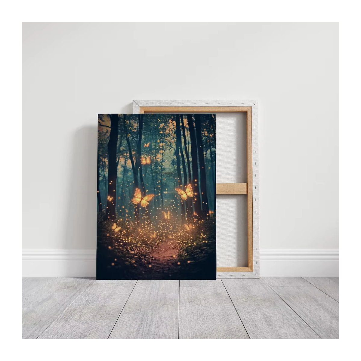 Mystische Leinwand-Wandkunst von SHENCHEN mit leuchtenden Schmetterlingen und Waldweg in mehrfarbigem Design - Bild 4