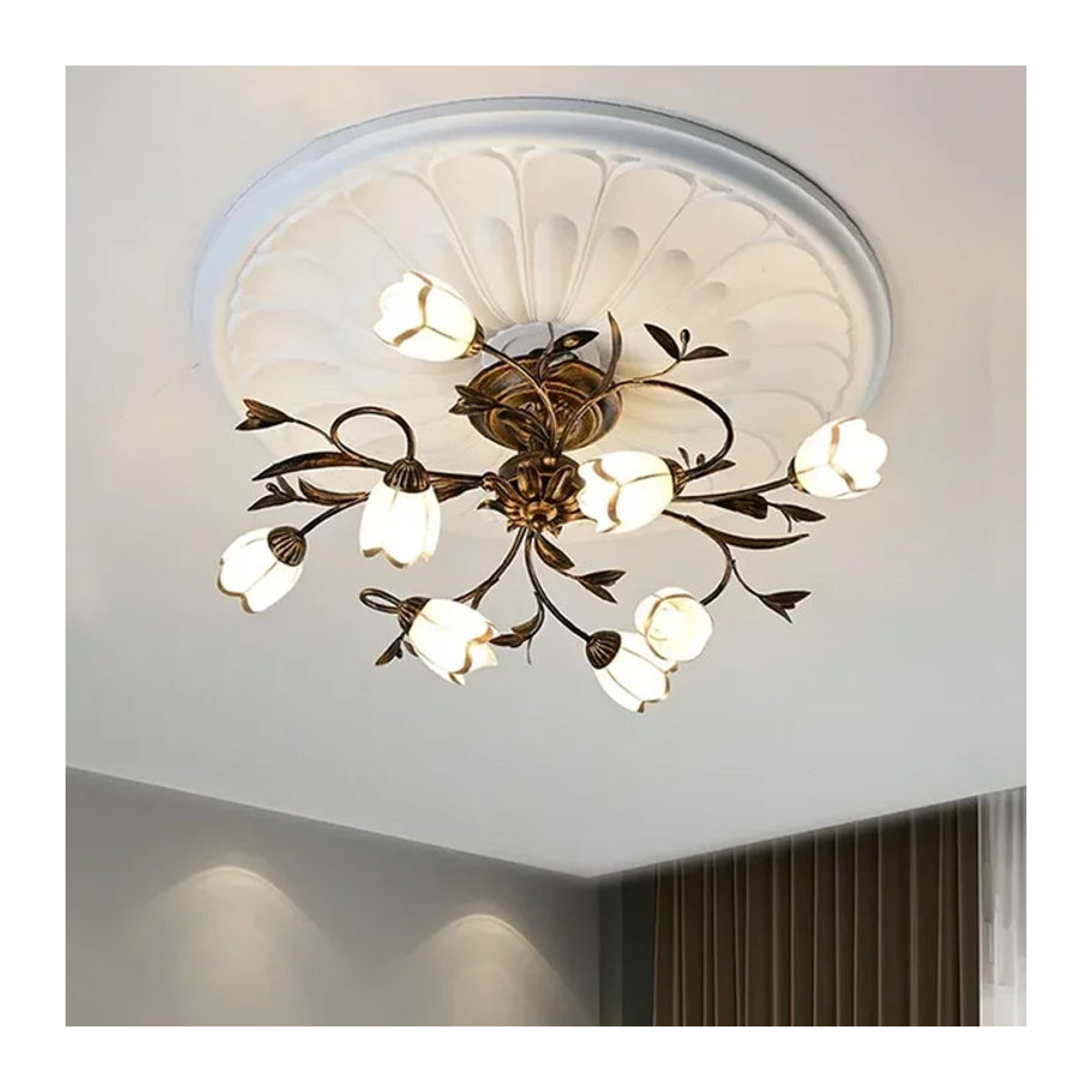 MZISOSOD LED Kronleuchter in Blumen-Design für Esszimmer, Küche und Schlafzimmer, Braun - Bild 1