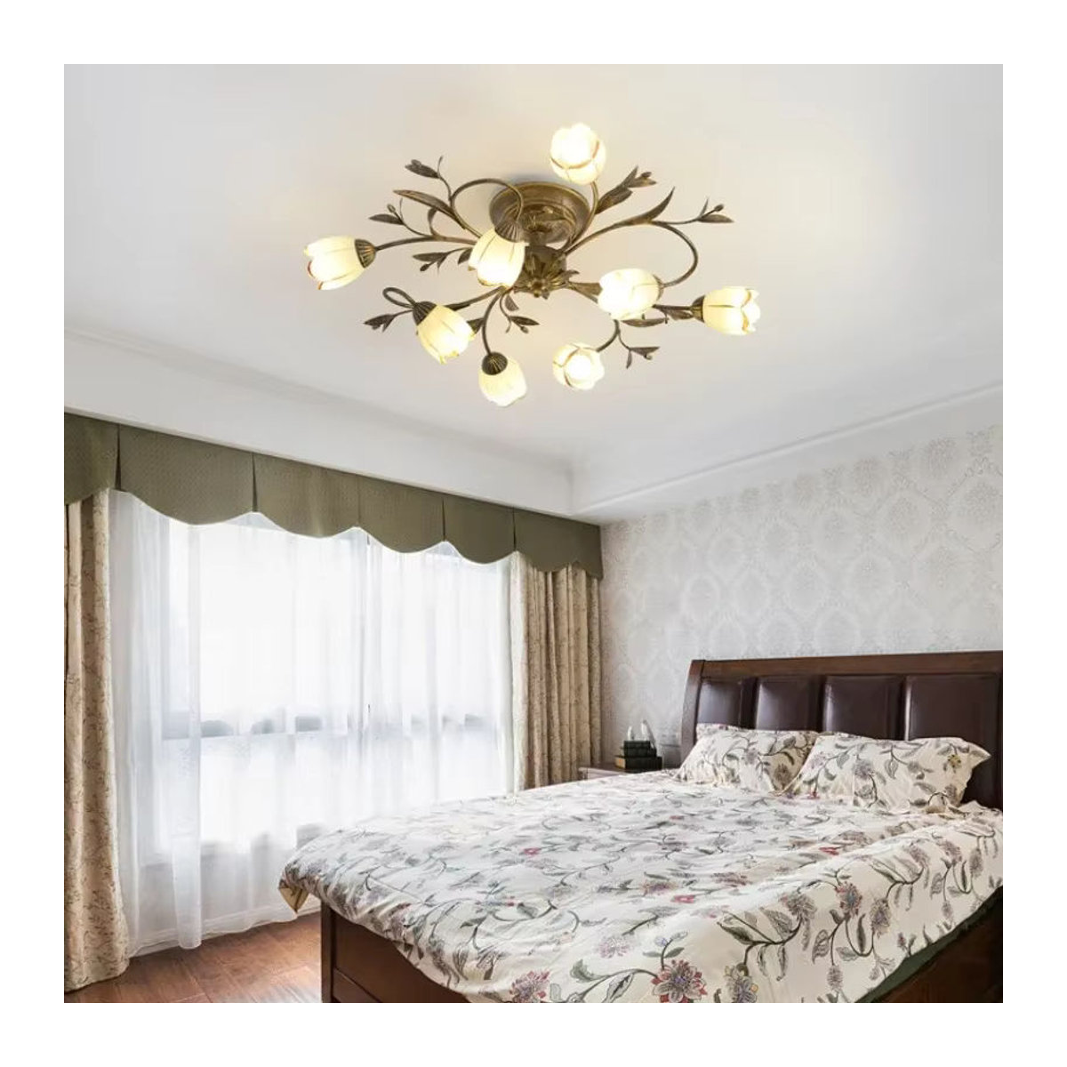 MZISOSOD LED Kronleuchter in Blumen-Design für Esszimmer, Küche und Schlafzimmer, Braun - Bild 4