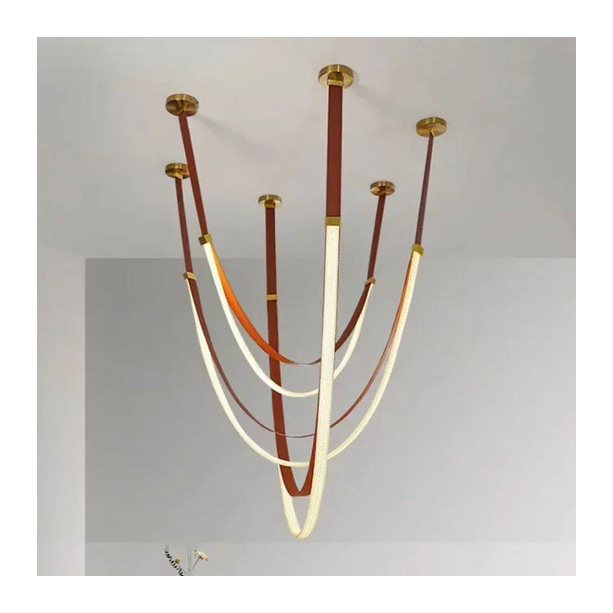 MZISOSOD LED Pendelleuchte im skandinavischen Design für Wohnzimmer und Esszimmer in Rot und Braun - Bild 1