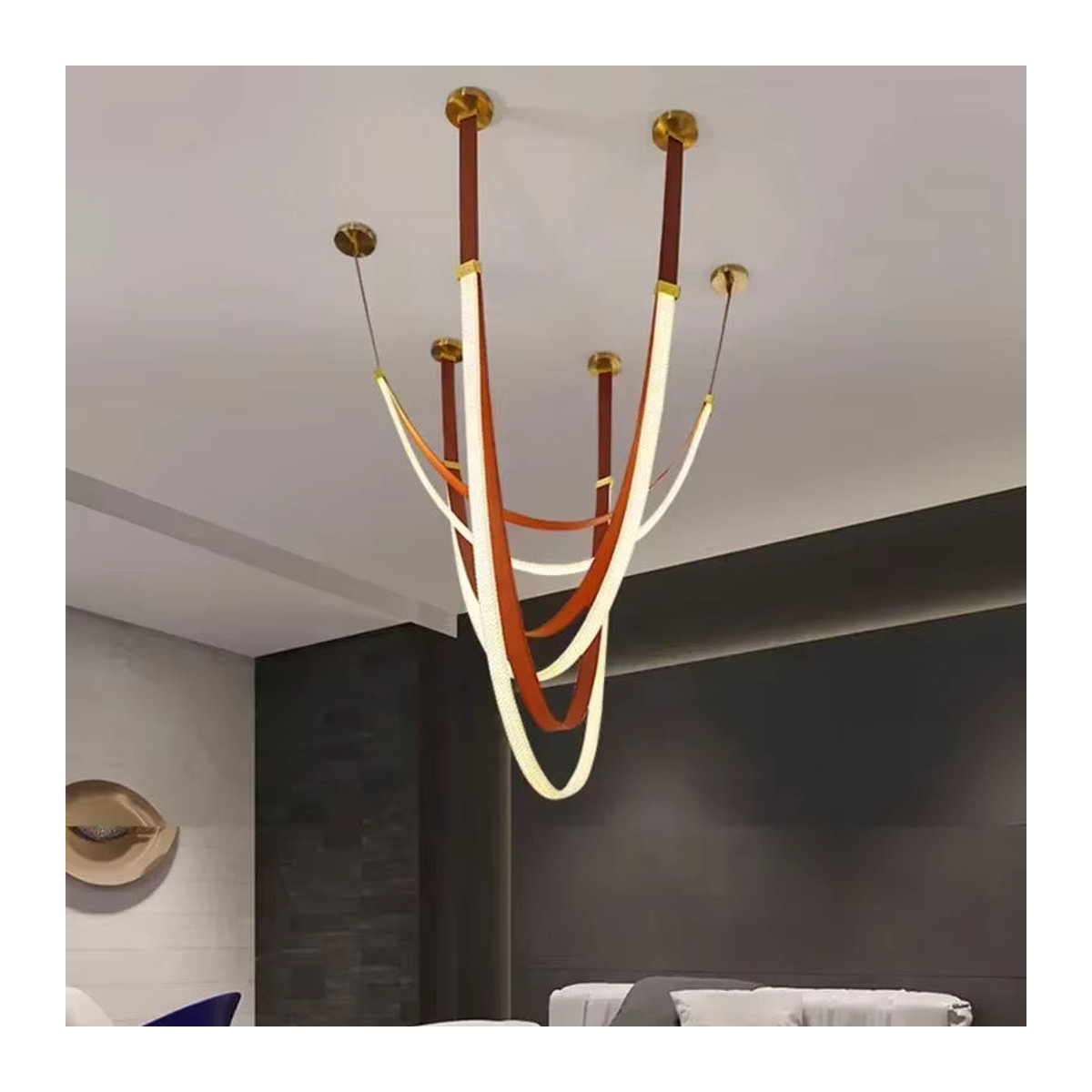 MZISOSOD LED Pendelleuchte im skandinavischen Design für Wohnzimmer und Esszimmer in Rot und Braun - Bild 2