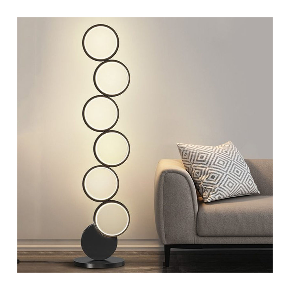 MZISOSOD Moderne minimalistische LED-Stehlampe in Schwarz mit Fernbedienung und Dimmfunktion - Bild 1