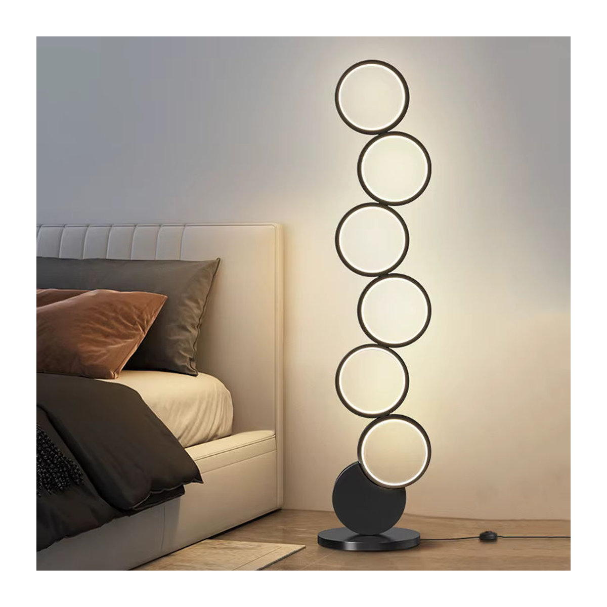 MZISOSOD Moderne minimalistische LED-Stehlampe in Schwarz mit Fernbedienung und Dimmfunktion - Bild 2