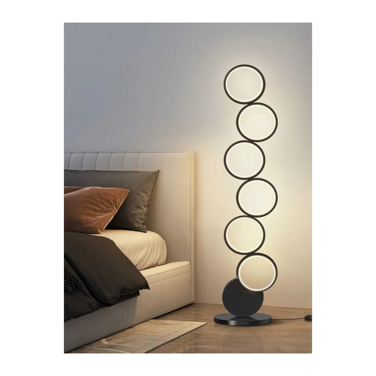 MZISOSOD Moderne minimalistische LED-Stehlampe in Schwarz mit Fernbedienung und Dimmfunktion - Bild 3