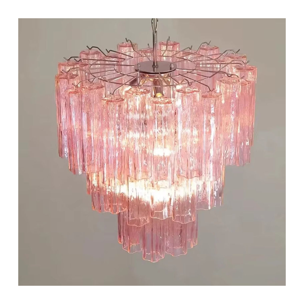 MZISOSOD Modernes LED-Glas-Kronleuchter in Bunt und Rosa als dekorative Hängelampe für Wohnzimmer, Flur oder Bartheke - Bild 4