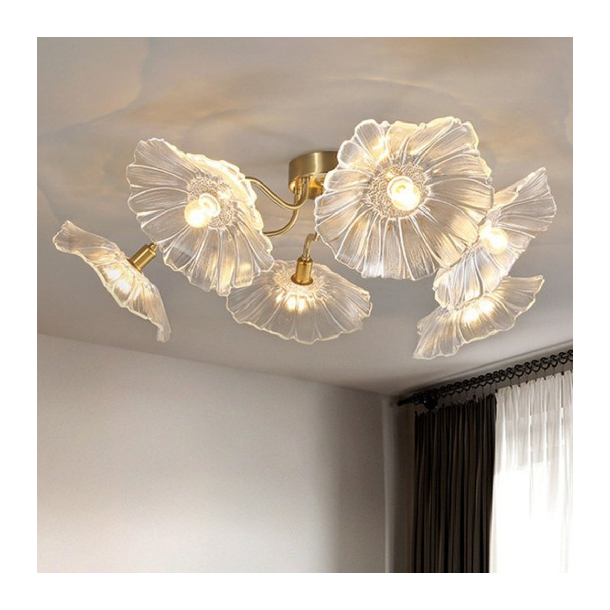 MZISOSOD Nordic Blume Kristall Kronleuchter aus Glas für Wohnzimmer Küche und Schlafzimmer - Bild 1