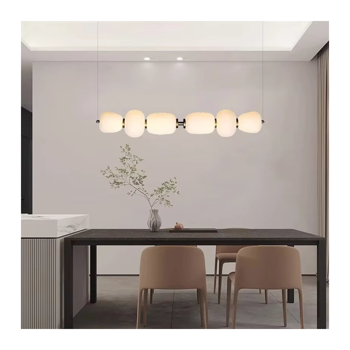 MZISOSOD Nordic Kronleuchter aus Acryl in Weiß, minimalistische Pendelleuchte für Esszimmer und Küche - Bild 2