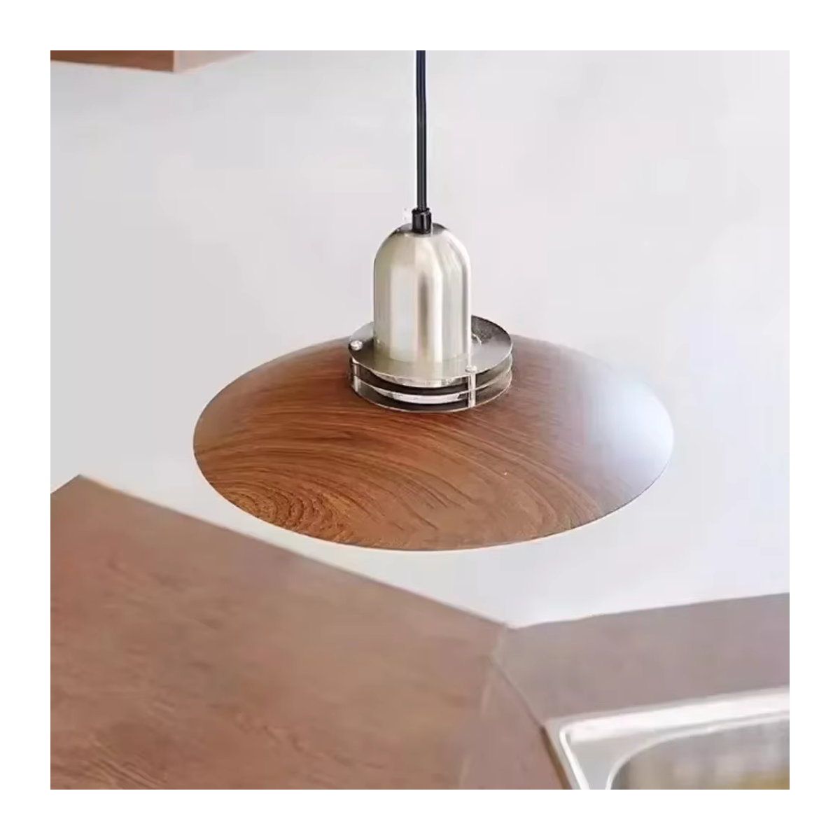 MZISOSOD Vintage Pendelleuchte aus Holz in Braun mit E27 Fassung für Retro Innenbeleuchtung - Bild 4