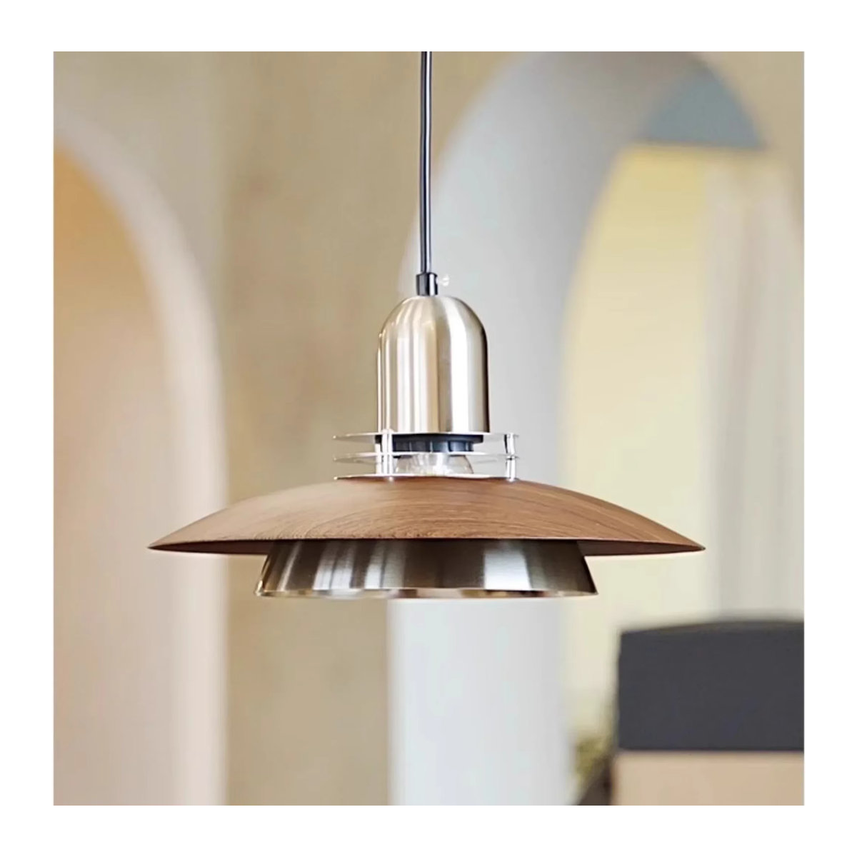 MZISOSOD Vintage Pendelleuchte aus Holz in Braun mit E27 Fassung für Retro Innenbeleuchtung - Bild 5