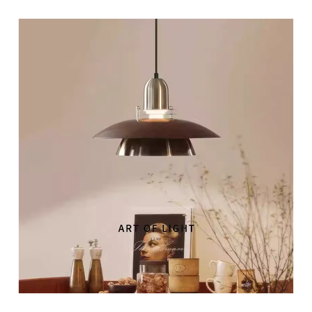 MZISOSOD Vintage Pendelleuchte aus Holz in Braun mit E27 Fassung für Retro Innenbeleuchtung - Bild 6
