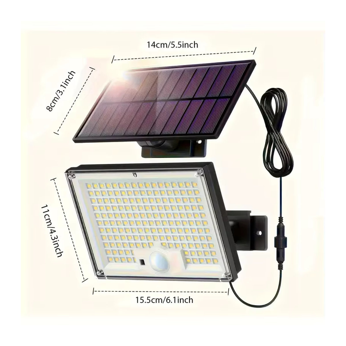 Mzvul Solar-LED-Wandleuchte mit 172 LEDs und Bewegungsmelder in Schwarz - Bild 5