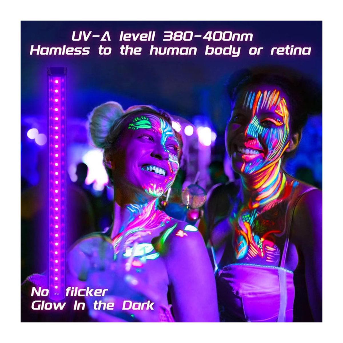 Mzvul UV-Schwarzlichtlampe T5 mit 24 LEDs und USB-Anschluss inklusive Schalter für Disco und Glow Party - Bild 5