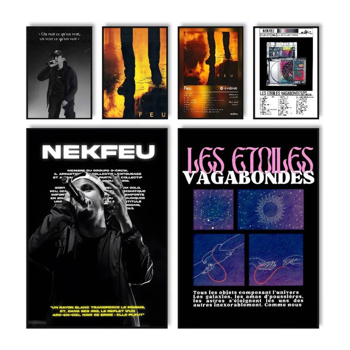 N-Nekfeu Singer Poster HD-Poster, selbstklebend und wasserfest, Porträt Motiv in Schwarz, Hochformat, Rahmenlos - Bild 1